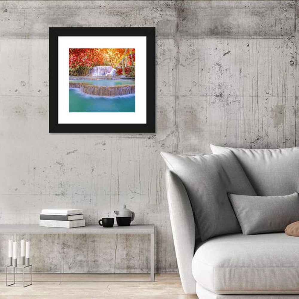 Tat Kuang Si Tiered Waterfalls Wall Art in a room, square