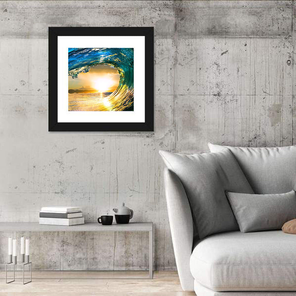 Colored Ocean Wave Sunset Wall Art