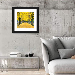 Row Of Yellow Ginkgo Tree Wall Art