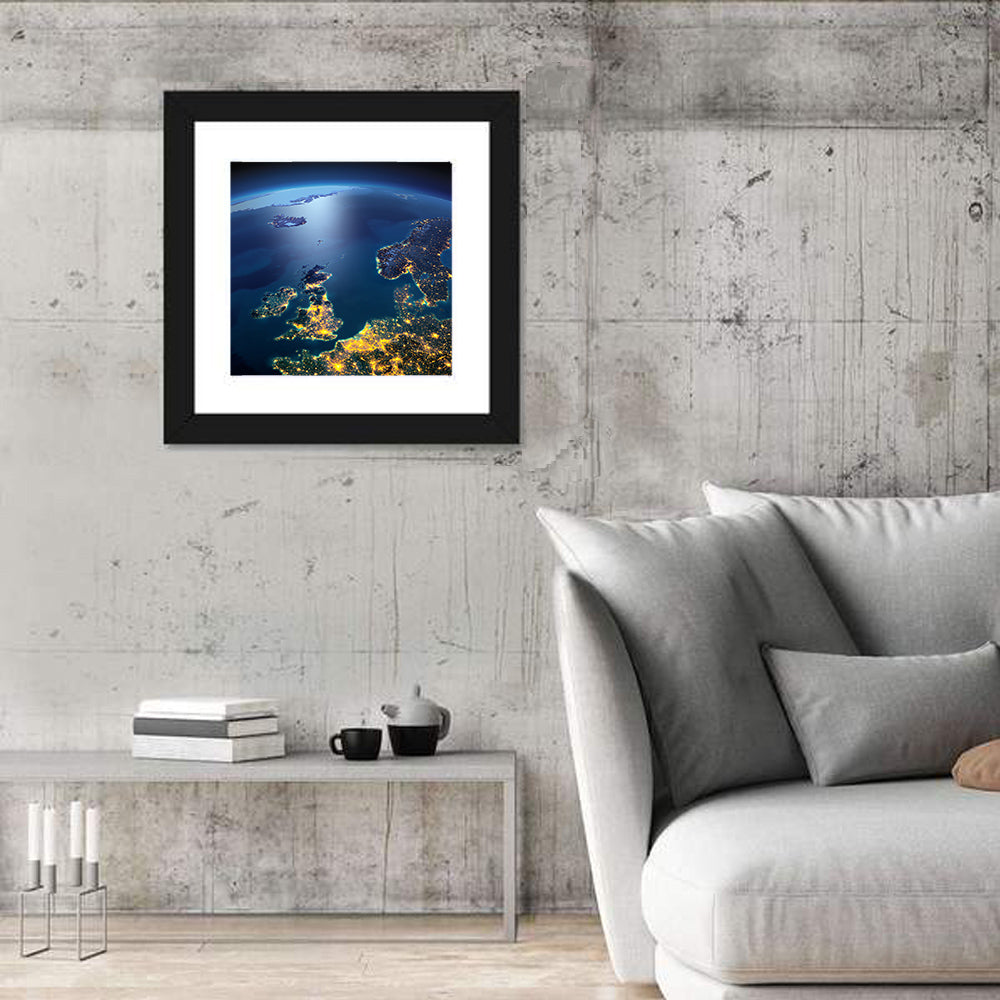 Illuminated United Kingdom from Space Wall Art