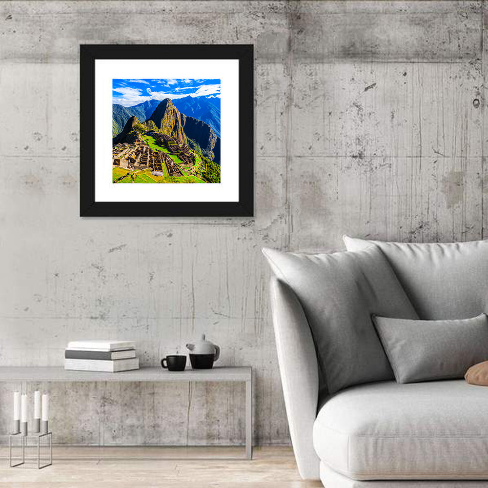 Machu Picchu Heritage Wall Art in a room, square