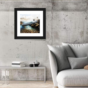 Boat On Dry Lake Bed Wall Art