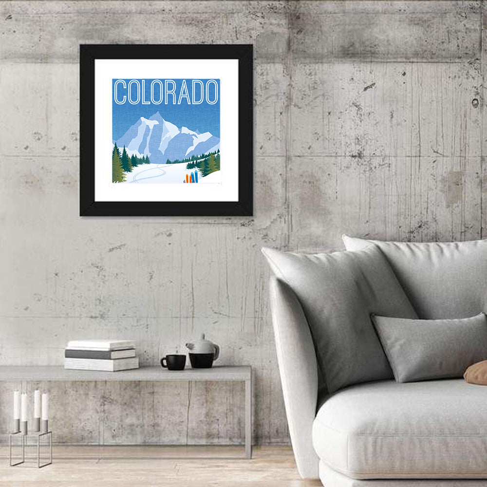 Retro Colorado Ski Scene Wall Art