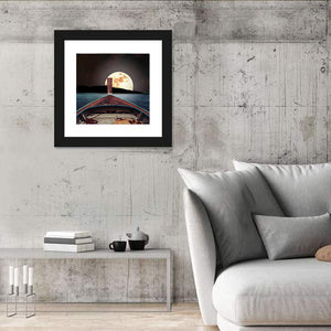 Wooden Boat At Night Wall Art