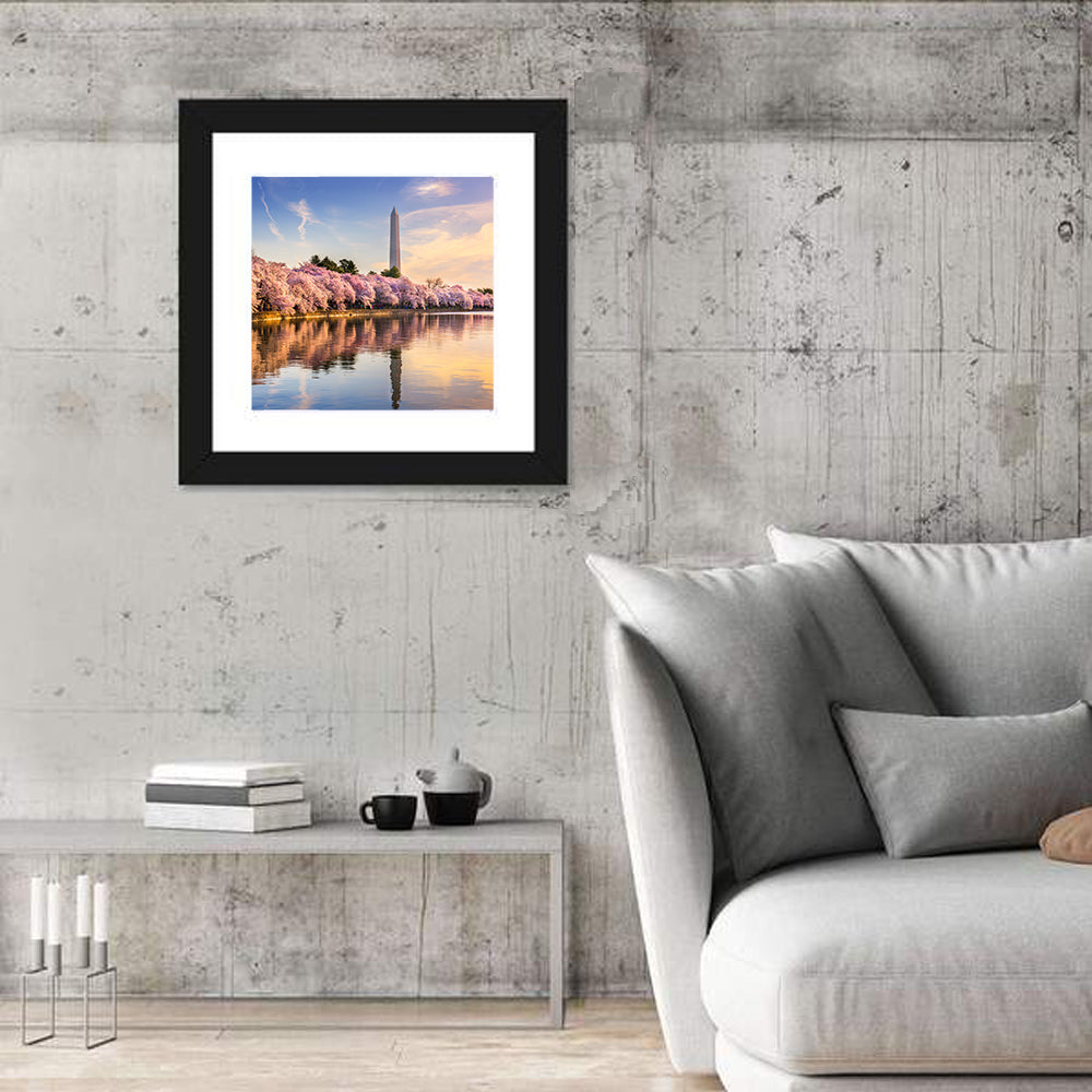 Washington Monument at Tidal Basin Wall Art in a room, square