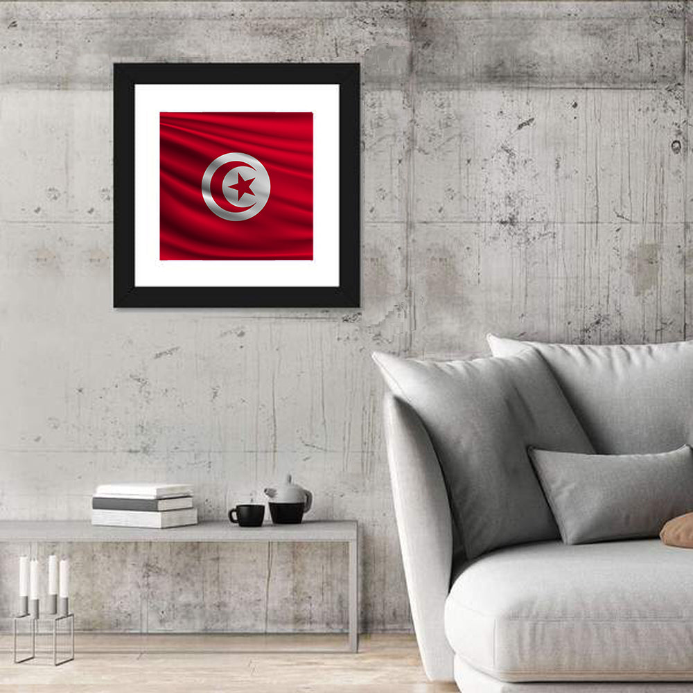 Tunisia Flag with Crescent and Star Wall Art
