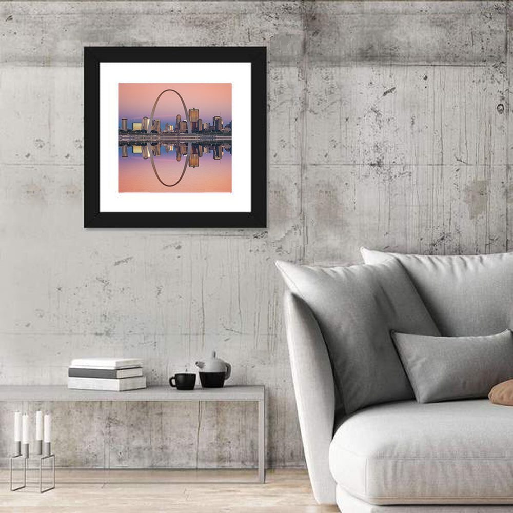 St Louis Skyline Along Mississippi River Wall Art