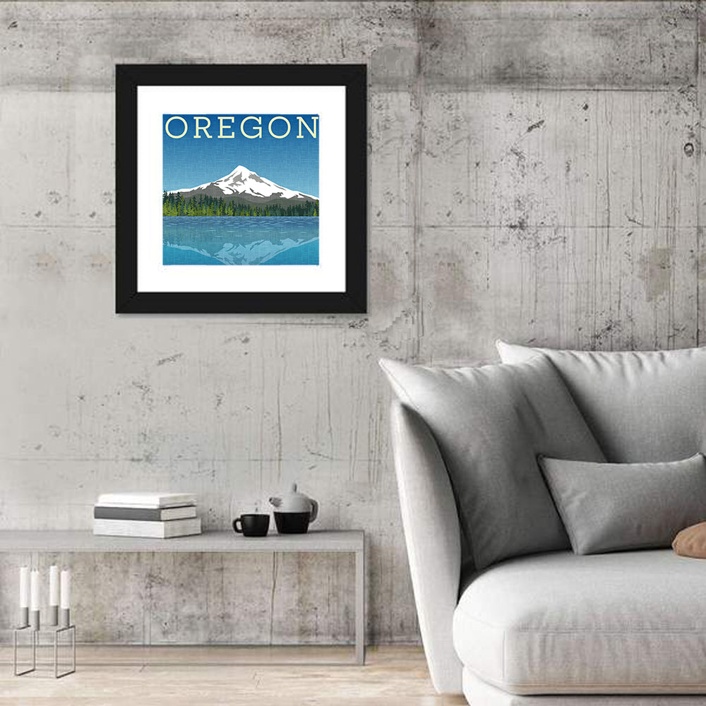 Mount Hood Oregon Travel Wall Art in a room, square