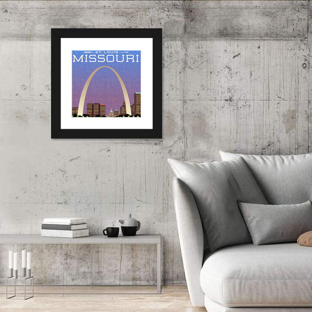 St. Louis Gateway Arch Illustration Wall Art in a room, square
