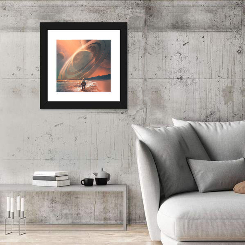 Solitary Astronaut on Alien Beach Wall Art in a room, square