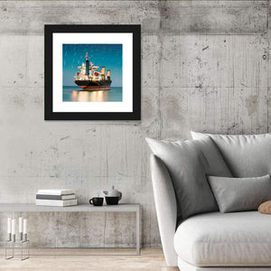 Ship Freighter With Star Tail Sky Wall Art