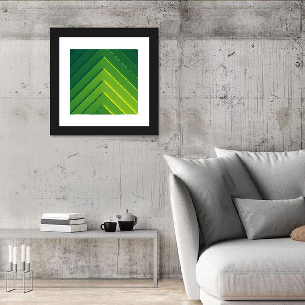 Green Chevron Geometric Abstract Wall Art