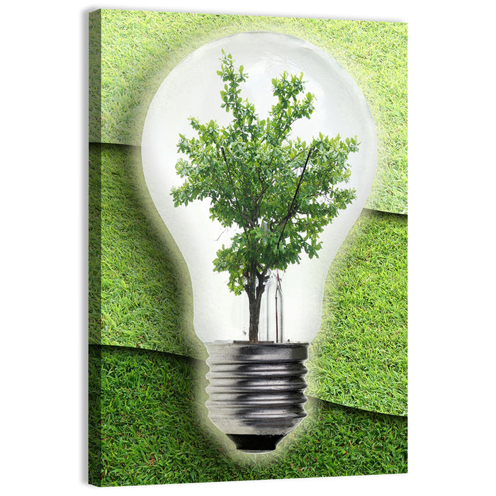 Light Bulb Tree Earth Concept Wall Art as a canvas print
