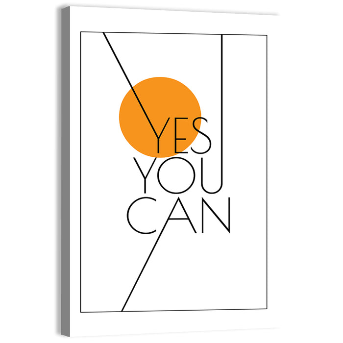 Yes You Can Typography Wall Art as a canvas print