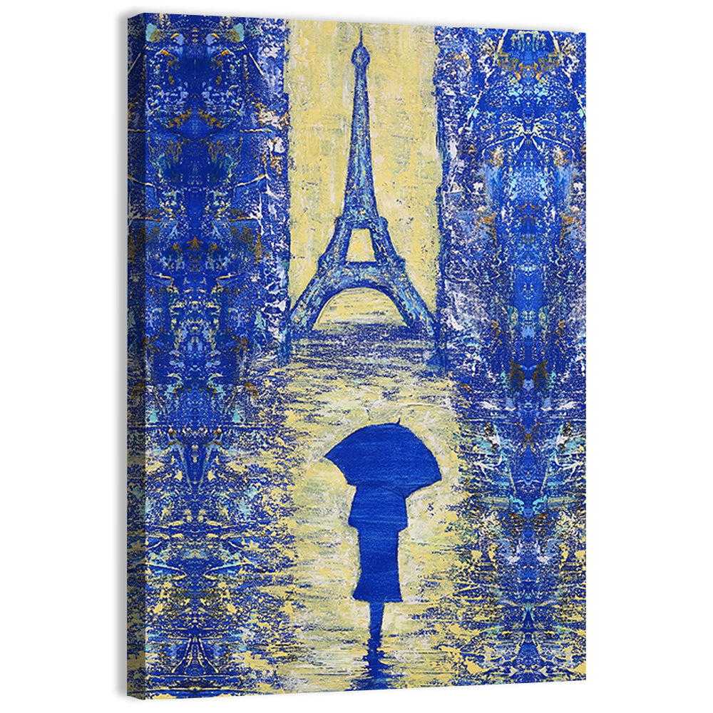 Woman Walking to the Eiffel Tower Wall Art, canvas print, portrait