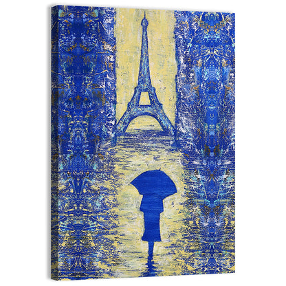 Woman Walking To The Eiffel Tower Wall Art