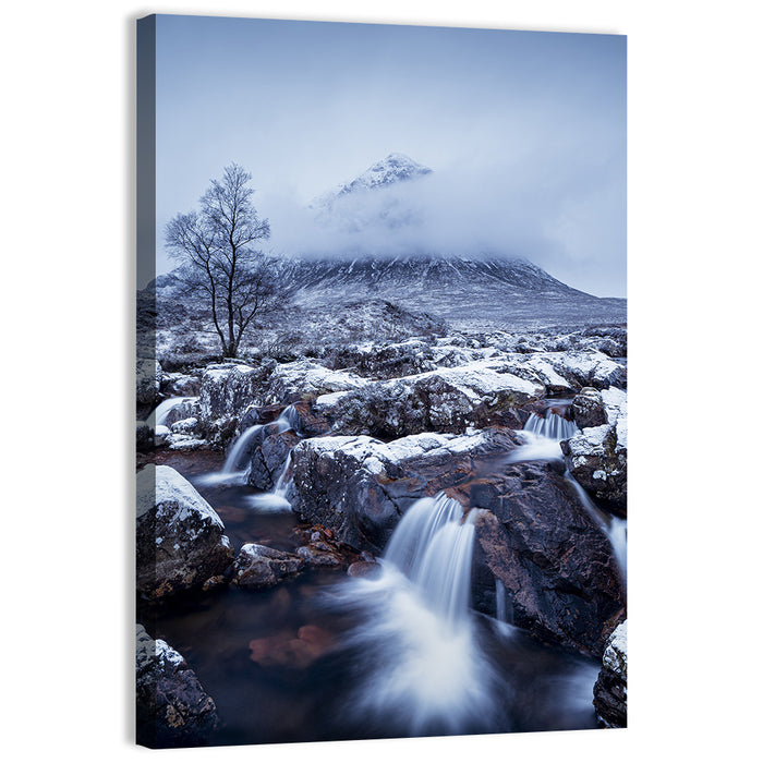 Buachaille Etive Mor Winter Mountain Wall Art as a canvas print