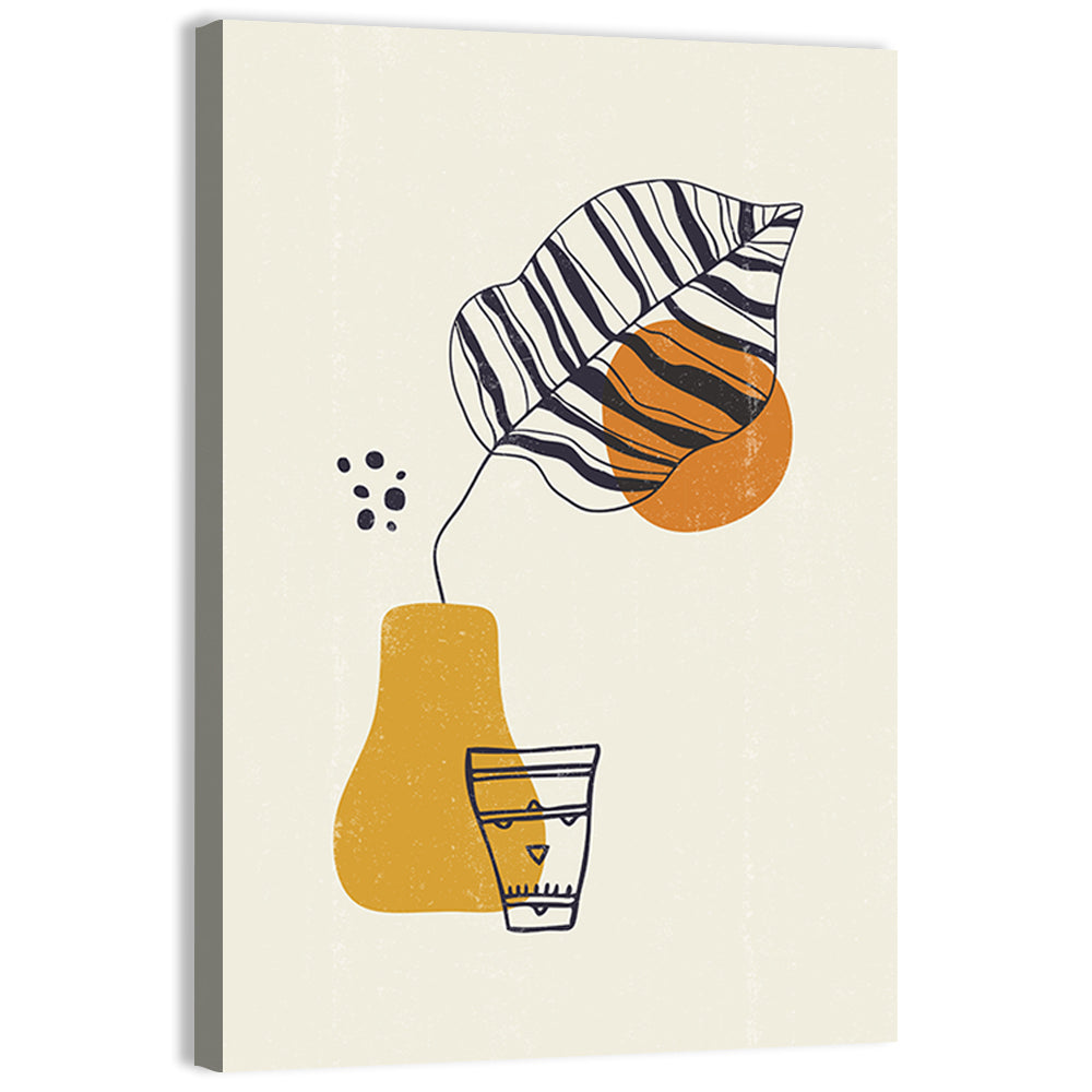 Striped Leaf Minimalist Botanical Wall Art, canvas print, portrait