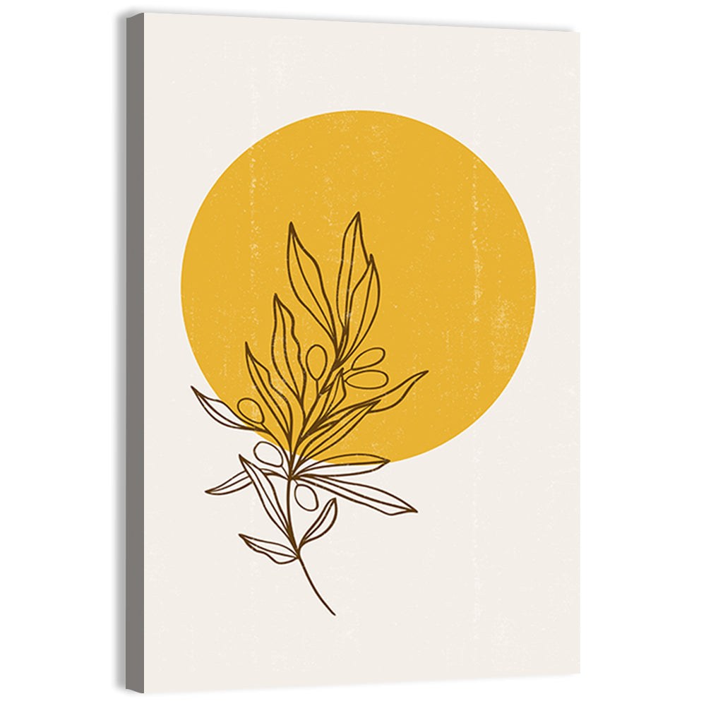 Olive Branch Sun Line Wall Art, canvas print, portrait