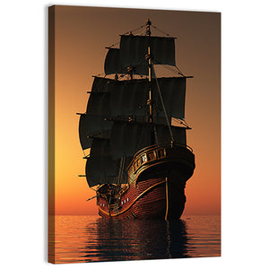 Sailing Ship In Evening Wall Art