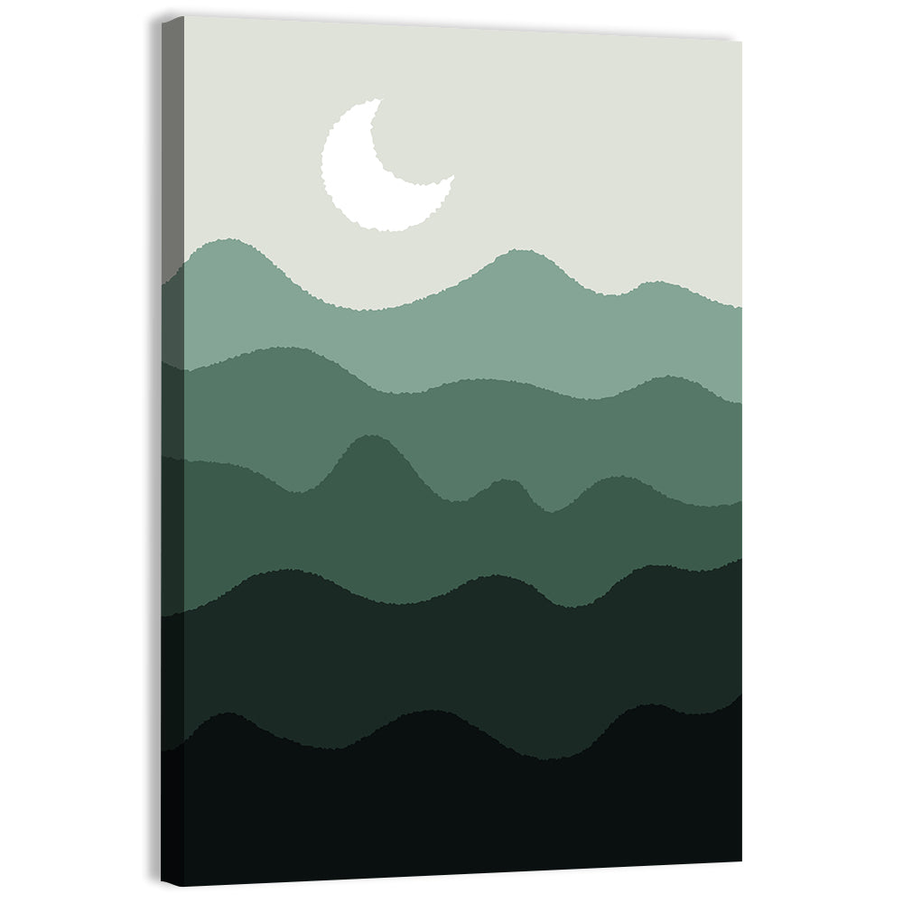 Moonlit Green Mountains Wall Art, canvas print, portrait