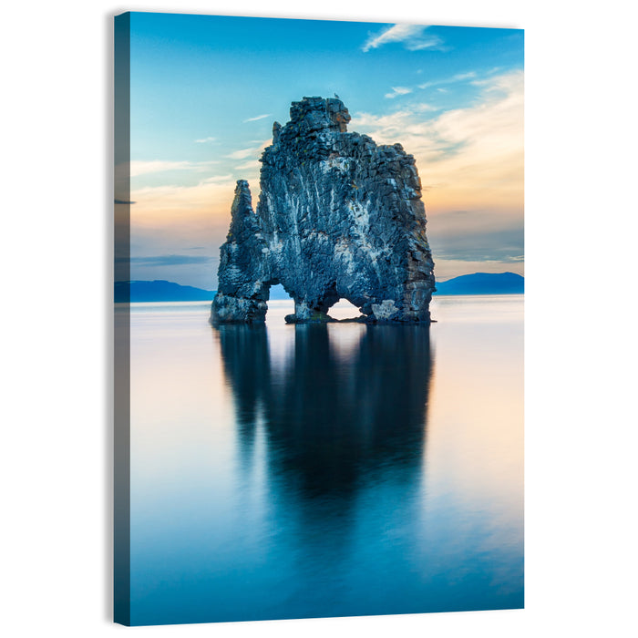 Hvítserkur Sea Stack, Hvammstangi Iceland Wall Art as a canvas print