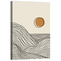 Contour Mountains with Geometric Sun Wall Art