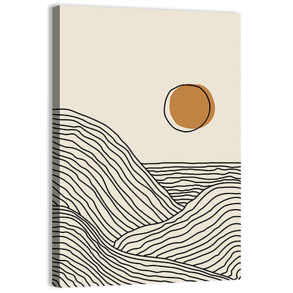 Contour Mountains with Geometric Sun Wall Art