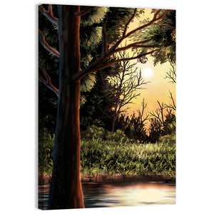 Warm Lake In Woods Wall Art