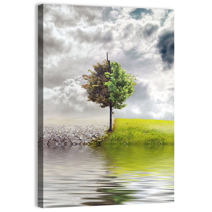 Tree Between Life and Decay Wall Art as a canvas print