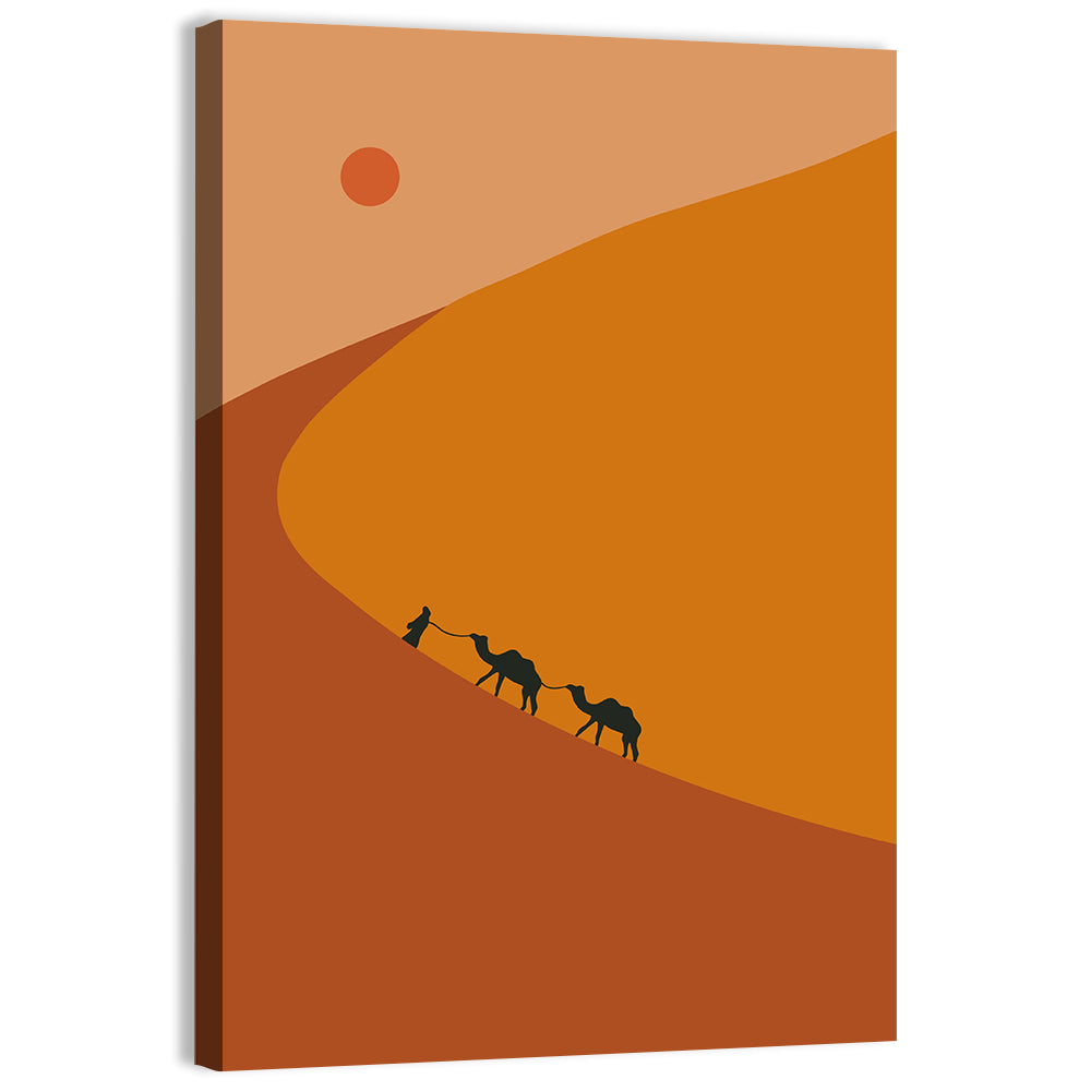 Minimalist Desert Caravan Wall Art, canvas print, portrait