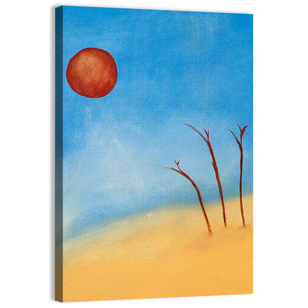 Red Sun Desert Landscape Wall Art
