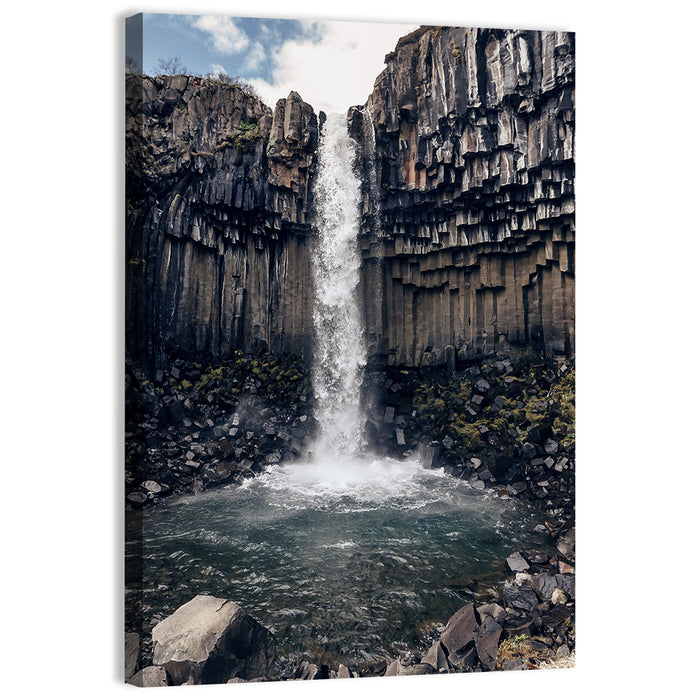 Svartifoss Basalt Waterfall Wall Art as a canvas print
