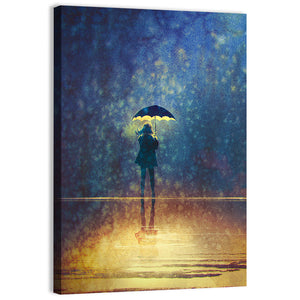 Lonely Woman Under Umbrella Wall Art