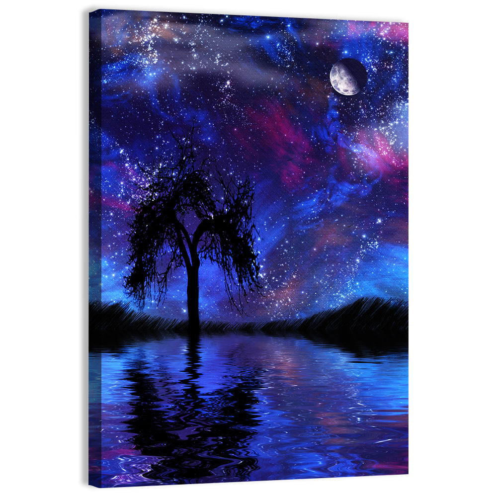Crescent Moon Nightscape Wall Art