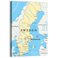 Political Map of Sweden Wall Art