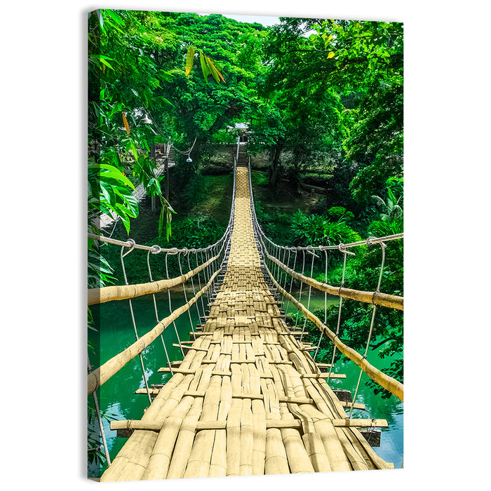 Bamboo Pedestrian Bridge Wall Art as a canvas print
