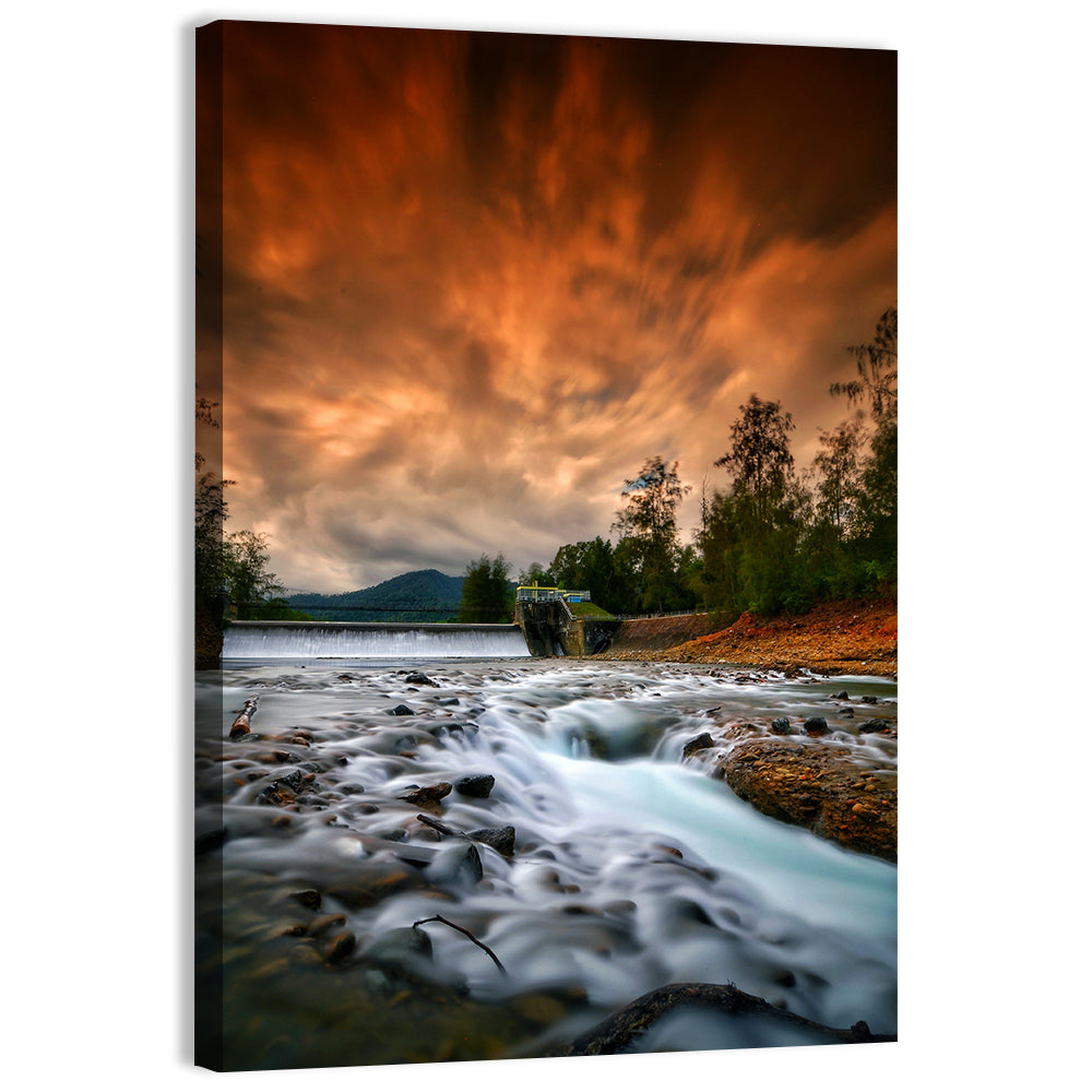 Mentawa Dam at Dusk Wall Art, canvas print, portrait