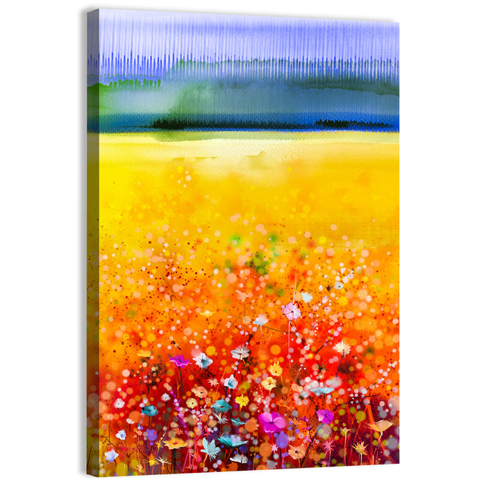 Cosmos Meadow Watercolor Wall Art as a canvas print