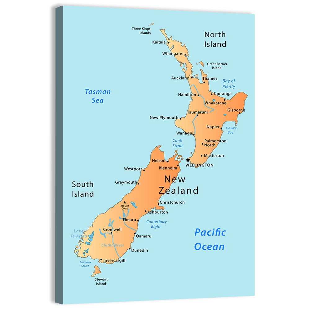New Zealand Cartographic Map Wall Art
