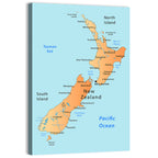 New Zealand Cartographic Map Wall Art