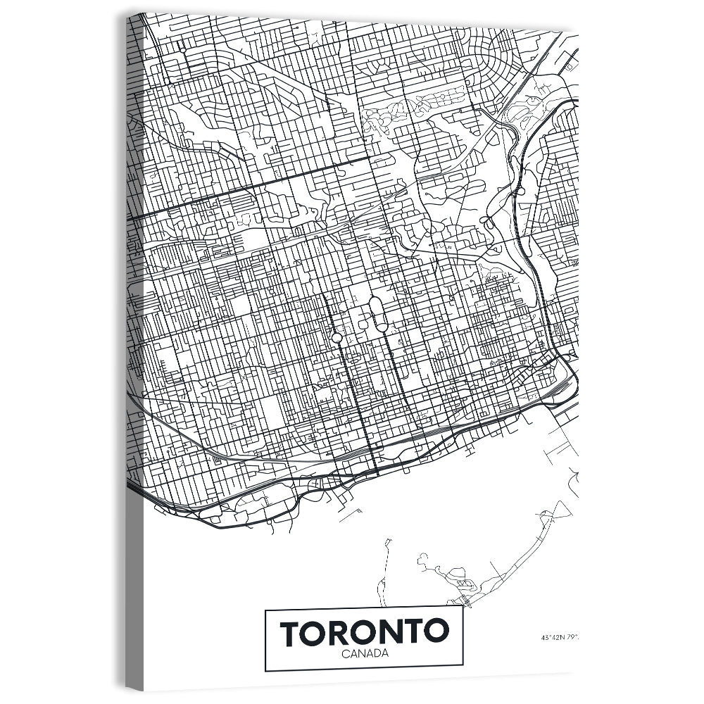 Toronto Street Grid Map Wall Art, canvas print, portrait