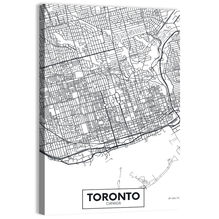 Toronto Street Grid Map Wall Art as a canvas print