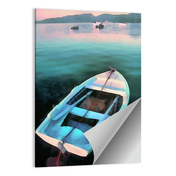 Tethered Rowboat at Dusk Wall Art as a poster print