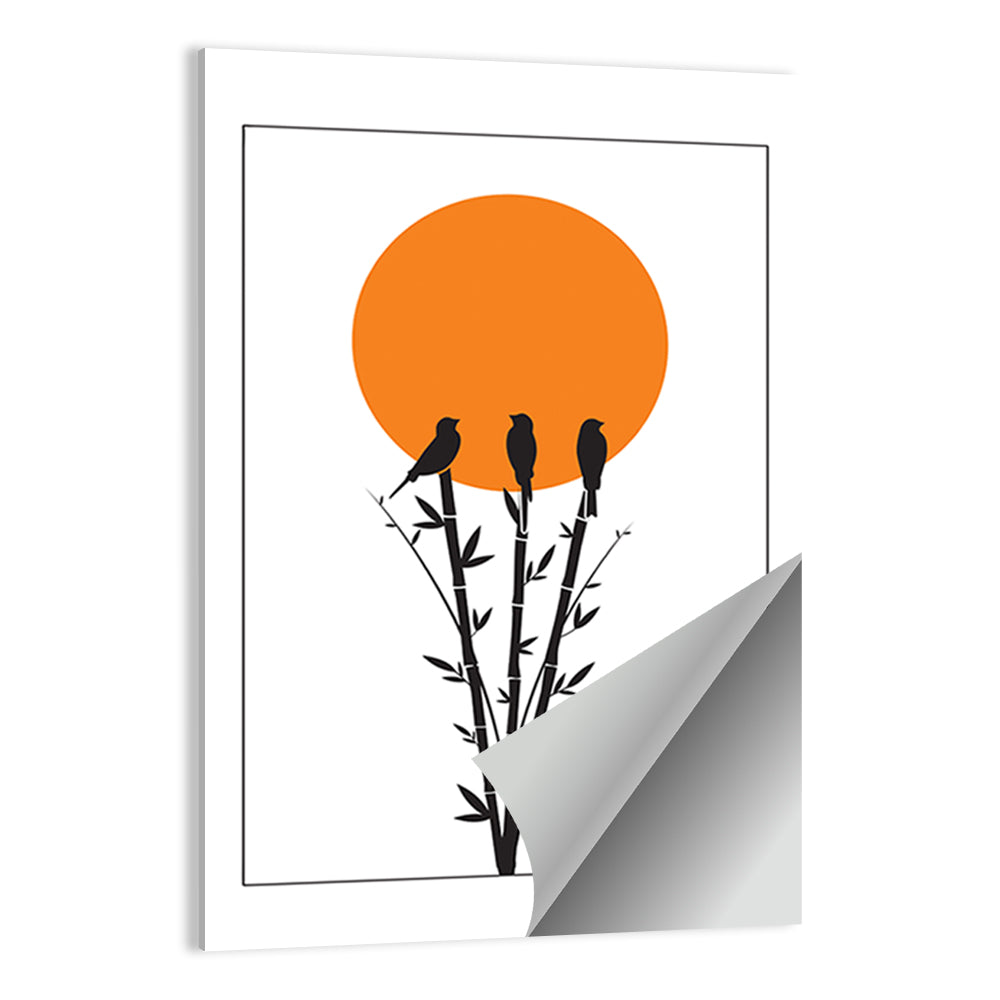 Bamboo and Birds Silhouette Wall Art