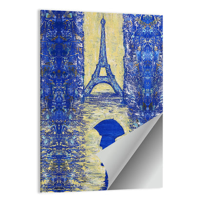 Woman Walking To The Eiffel Tower Wall Art