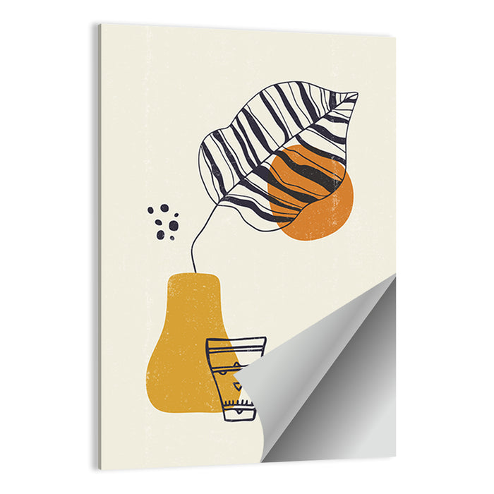 Striped Leaf Minimalist Botanical Wall Art as a poster print