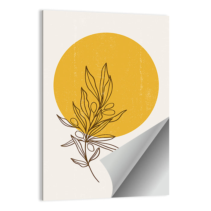 Olive Branch Sun Line Wall Art as a poster print