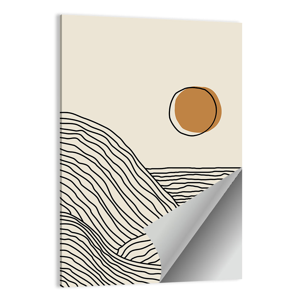 Contour Mountains with Geometric Sun Wall Art