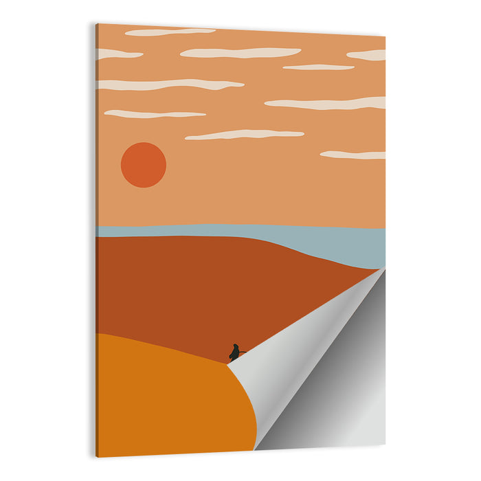 Minimalist Camel Caravan Sunset Wall Art as a poster print